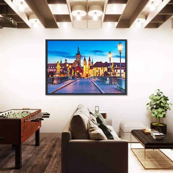 Old Town Of Wurzburg Canvas Wall Art-5 Horizontal-Gallery Wrap-22" x 12"-Tiaracle