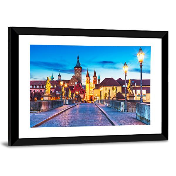 Old Town Of Wurzburg Canvas Wall Art-5 Horizontal-Gallery Wrap-22" x 12"-Tiaracle