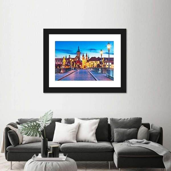 Old Town Of Wurzburg Canvas Wall Art-5 Horizontal-Gallery Wrap-22" x 12"-Tiaracle