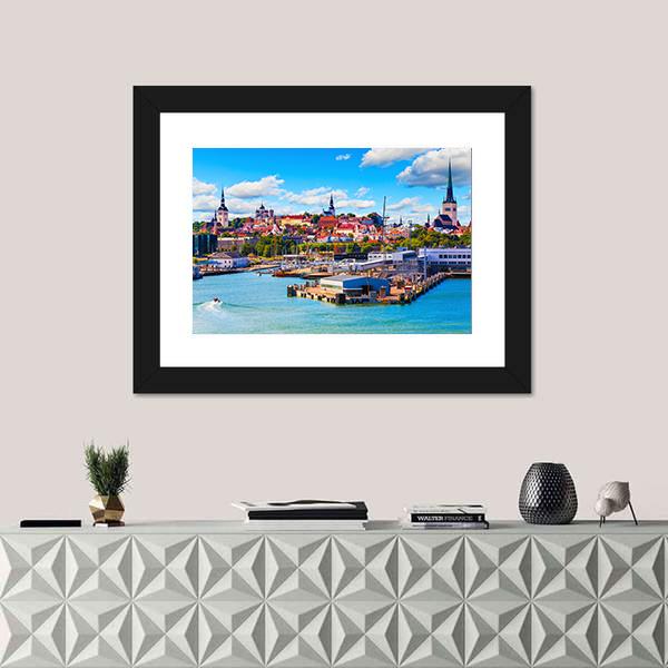 Old Town & Sea Port Canvas Wall Art-1 Piece-Framed Print-20" x 16"-Tiaracle