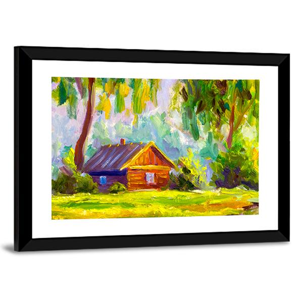Old Wooden House Canvas Wall Art-1 Piece-Framed Print-20" x 16"-Tiaracle