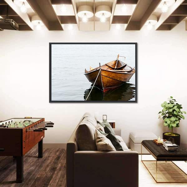 Old Wooden Row Boat Canvas Wall Art-5 Horizontal-Gallery Wrap-22" x 12"-Tiaracle