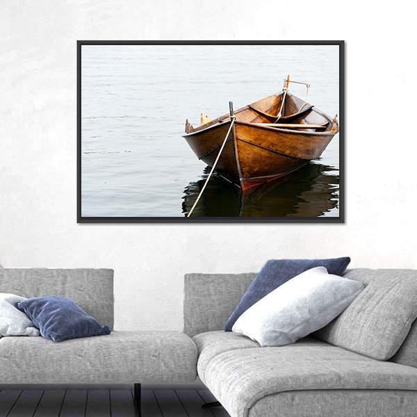 Old Wooden Row Boat Canvas Wall Art-5 Horizontal-Gallery Wrap-22" x 12"-Tiaracle