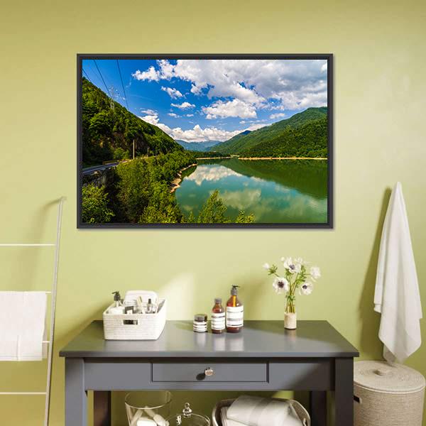 Olt River In Romania Canvas Wall Art-1 Piece-Floating Frame-24" x 16"-Tiaracle