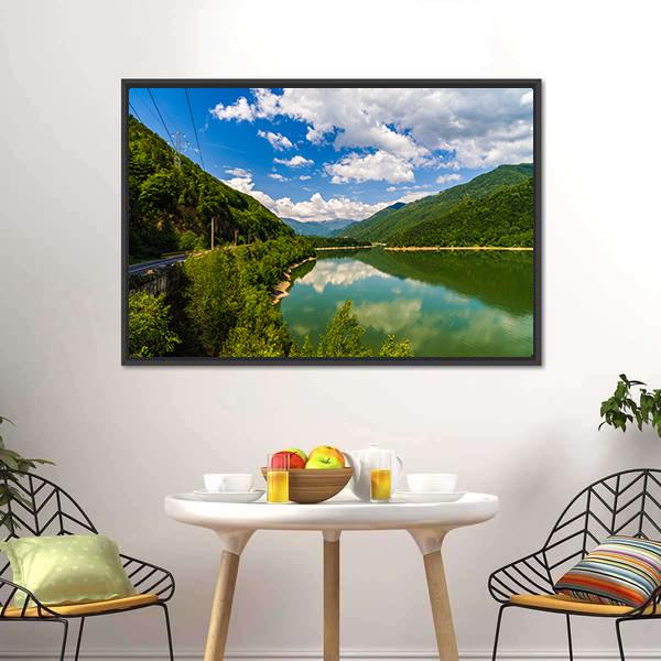 Olt River In Romania Canvas Wall Art-5 Horizontal-Gallery Wrap-22" x 12"-Tiaracle