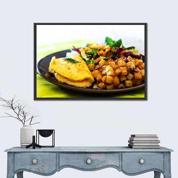 Omelette With Potatoes Canvas Wall Art-5 Horizontal-Gallery Wrap-22" x 12"-Tiaracle