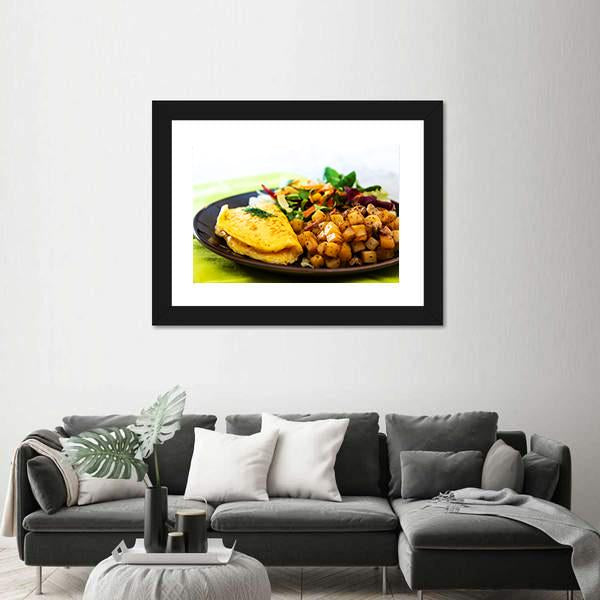 Omelette With Potatoes Canvas Wall Art-5 Horizontal-Gallery Wrap-22" x 12"-Tiaracle