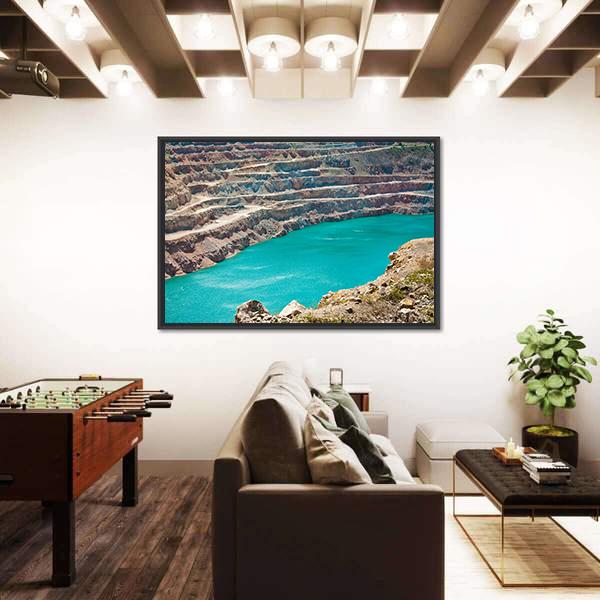 Open Pit Mine With Lake Canvas Wall Art-5 Horizontal-Gallery Wrap-22" x 12"-Tiaracle