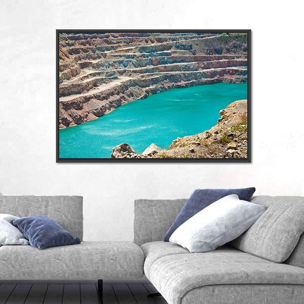 Open Pit Mine With Lake Canvas Wall Art-5 Horizontal-Gallery Wrap-22" x 12"-Tiaracle