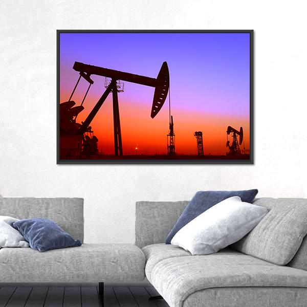 Operation Of Oil Pumping Unit Canvas Wall Art-5 Horizontal-Gallery Wrap-22&quot; x 12&quot;-Tiaracle