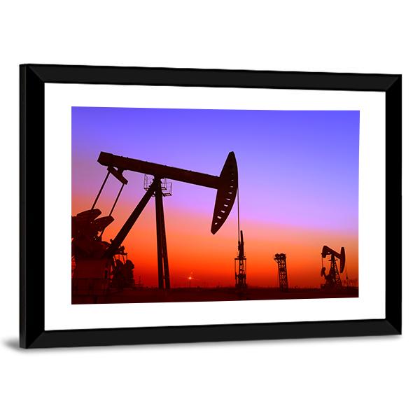 Operation Of Oil Pumping Unit Canvas Wall Art-5 Horizontal-Gallery Wrap-22&quot; x 12&quot;-Tiaracle
