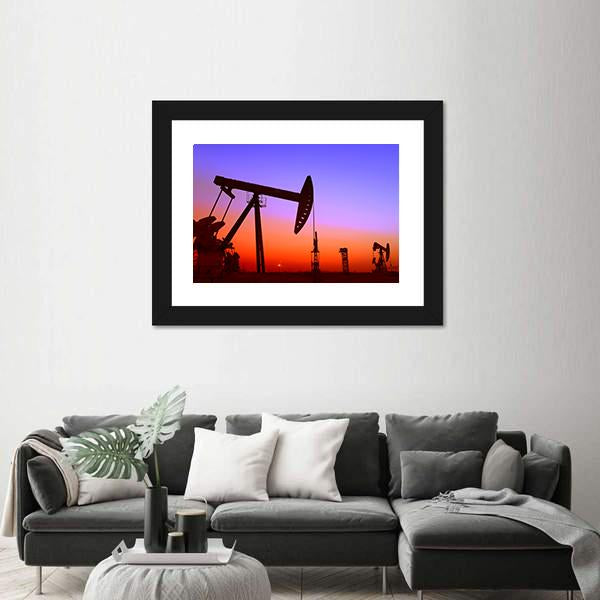 Operation Of Oil Pumping Unit Canvas Wall Art-5 Horizontal-Gallery Wrap-22&quot; x 12&quot;-Tiaracle