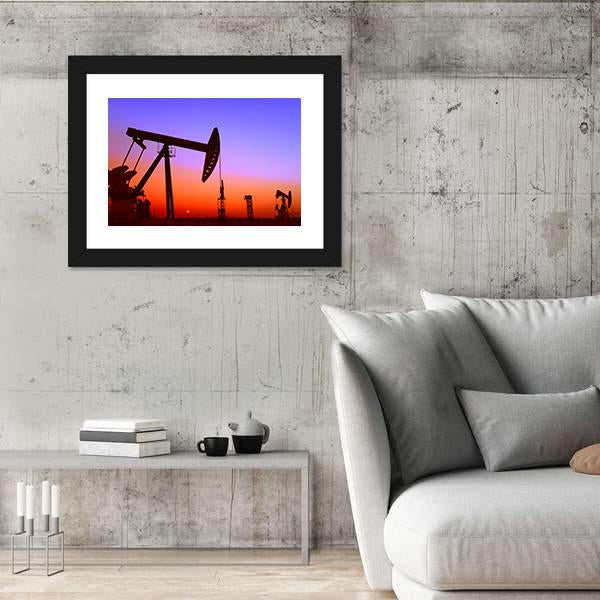 Operation Of Oil Pumping Unit Canvas Wall Art-5 Horizontal-Gallery Wrap-22" x 12"-Tiaracle