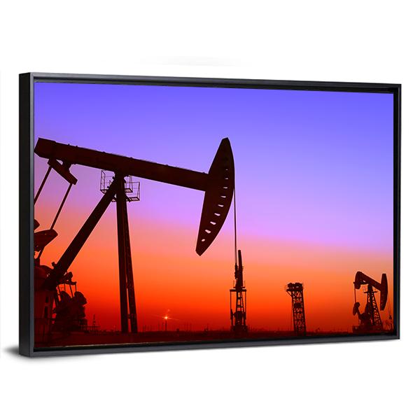 Operation Of Oil Pumping Unit Canvas Wall Art-5 Horizontal-Gallery Wrap-22" x 12"-Tiaracle