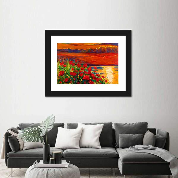 Opium Poppy Field Canvas Wall Art-5 Horizontal-Gallery Wrap-22" x 12"-Tiaracle