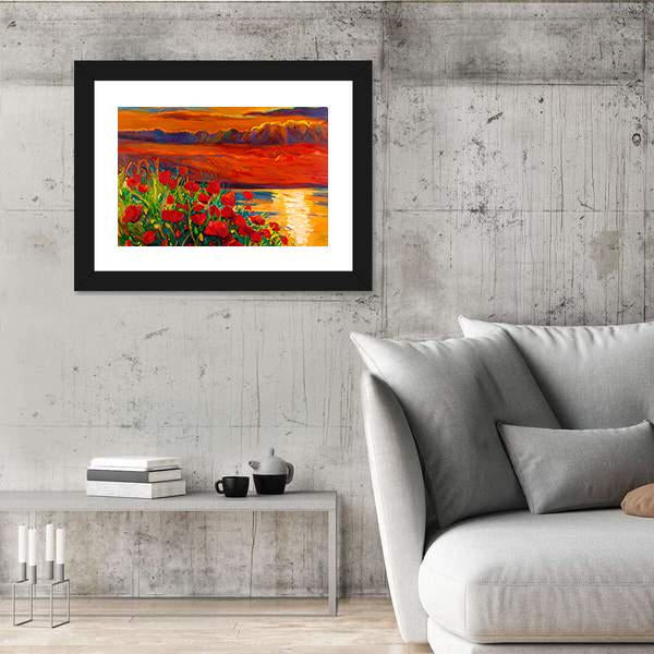 Opium Poppy Field Canvas Wall Art-5 Horizontal-Gallery Wrap-22" x 12"-Tiaracle