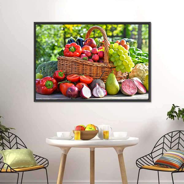 Organic Vegetables & Fruits Canvas Wall Art-5 Horizontal-Gallery Wrap-22" x 12"-Tiaracle