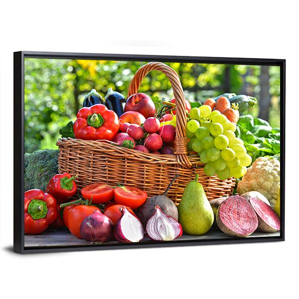 Organic Vegetables & Fruits Canvas Wall Art-5 Horizontal-Gallery Wrap-22" x 12"-Tiaracle