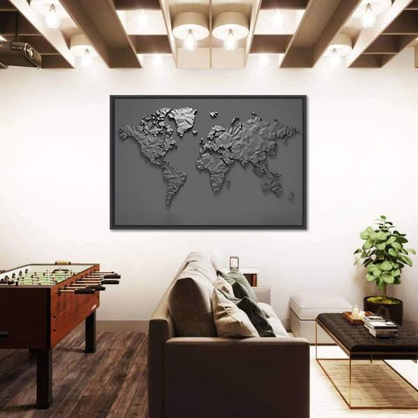 Origami 3D World Map Canvas Wall Art-5 Horizontal-Gallery Wrap-22" x 12"-Tiaracle
