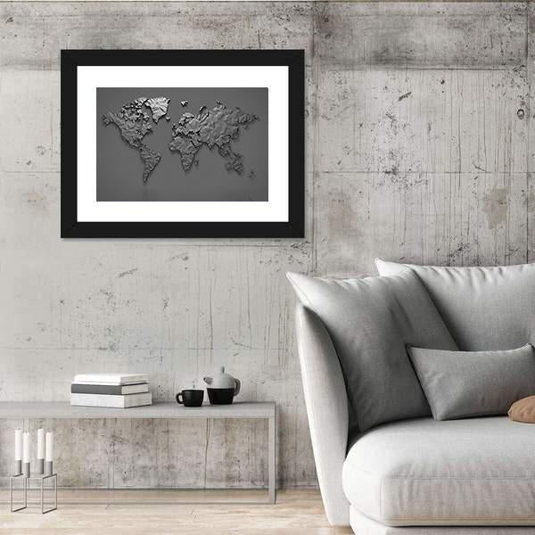 Origami 3D World Map Canvas Wall Art-5 Horizontal-Gallery Wrap-22" x 12"-Tiaracle