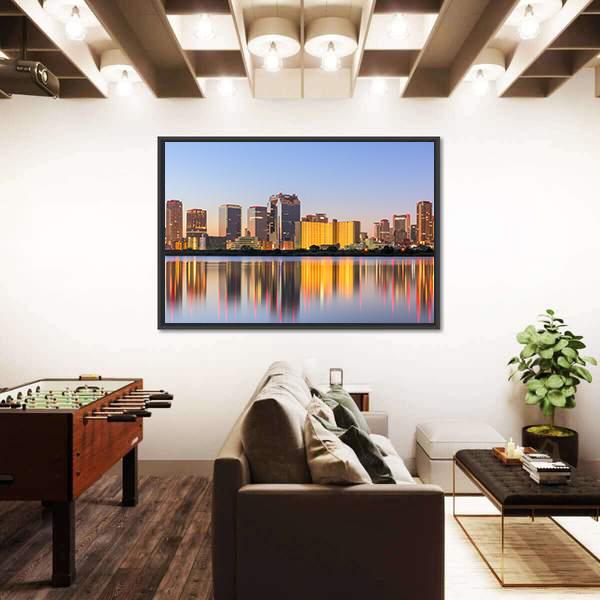 Osaka Cityscape From Yodogawa River Canvas Wall Art-3 Horizontal-Gallery Wrap-25" x 16"-Tiaracle