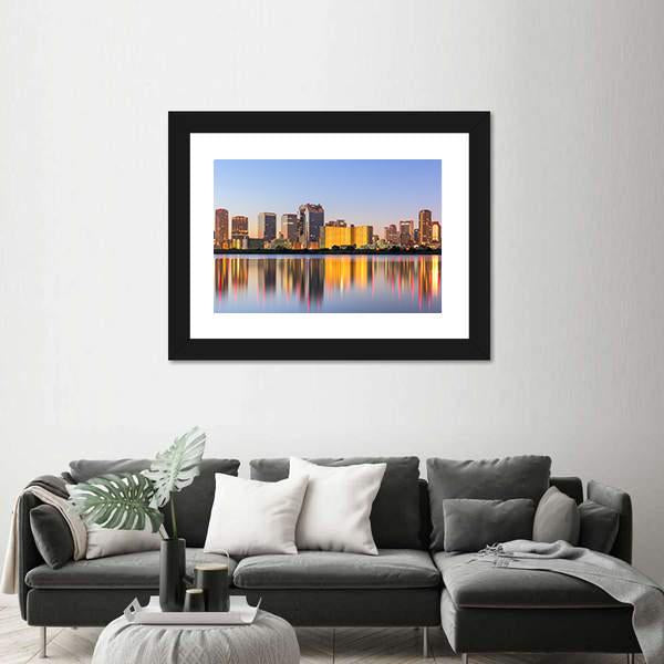 Osaka Cityscape From Yodogawa River Canvas Wall Art-3 Horizontal-Gallery Wrap-25" x 16"-Tiaracle