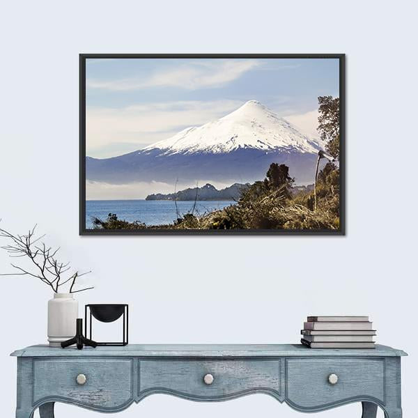 Osorno Volcano Behind Llanquihue Lake Canvas Wall Art-1 Piece-Floating Frame-24" x 16"-Tiaracle