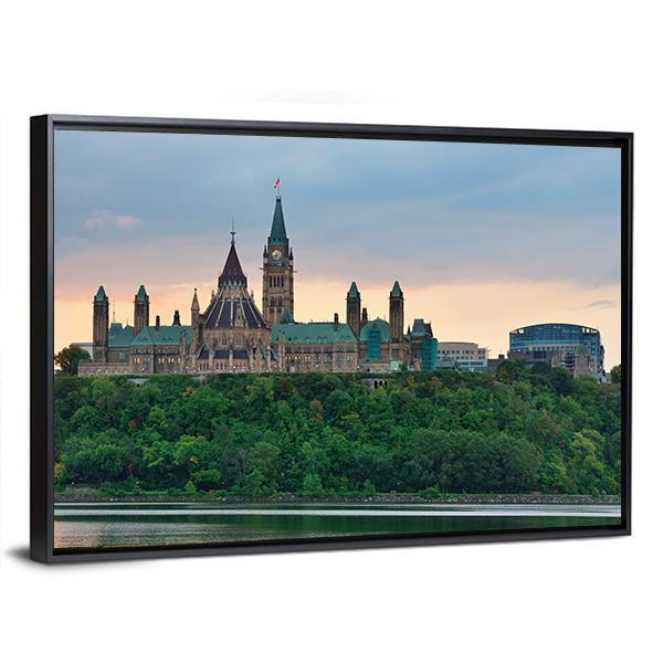 Ottawa City Skyline Canvas Wall Art-5 Horizontal-Gallery Wrap-22" x 12"-Tiaracle