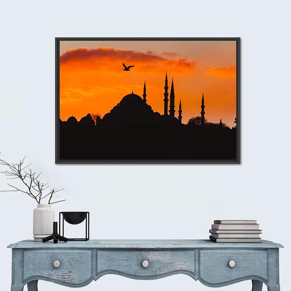Ottoman Imperial Mosque Canvas Wall Art-1 Piece-Floating Frame-24" x 16"-Tiaracle