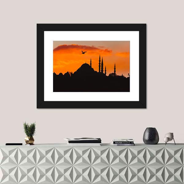 Ottoman Imperial Mosque Canvas Wall Art-1 Piece-Framed Print-20" x 16"-Tiaracle