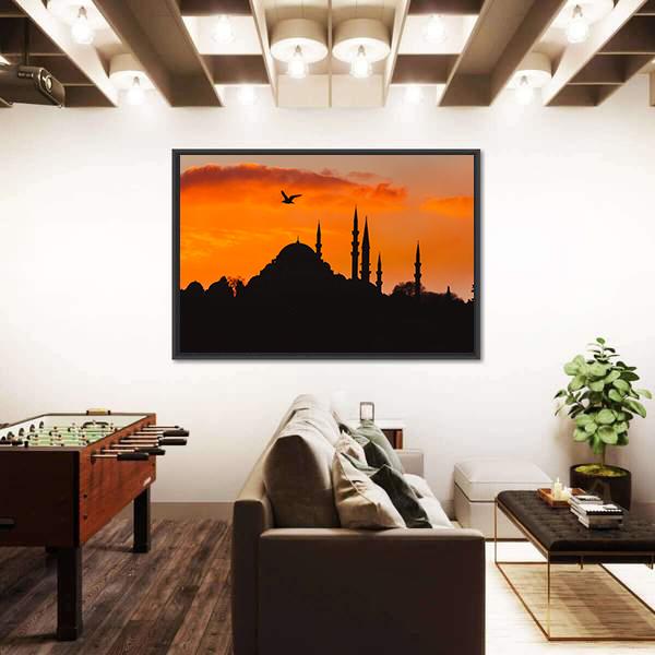 Ottoman Imperial Mosque Canvas Wall Art-3 Horizontal-Gallery Wrap-25" x 16"-Tiaracle