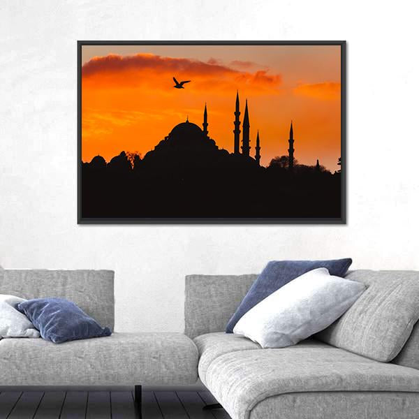 Ottoman Imperial Mosque Canvas Wall Art-3 Horizontal-Gallery Wrap-25" x 16"-Tiaracle