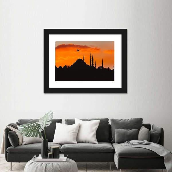 Ottoman Imperial Mosque Canvas Wall Art-3 Horizontal-Gallery Wrap-25" x 16"-Tiaracle
