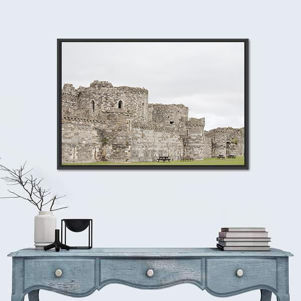 Outer Walls Of Beaumaris Castle Canvas Wall Art-1 Piece-Floating Frame-24" x 16"-Tiaracle