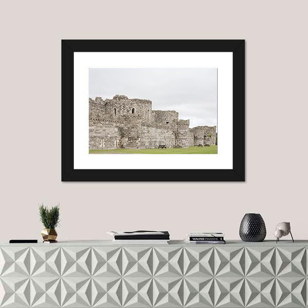 Outer Walls Of Beaumaris Castle Canvas Wall Art-1 Piece-Framed Print-20" x 16"-Tiaracle