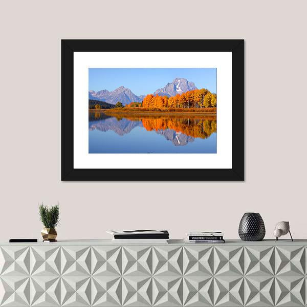 Oxbow Bend In Autumn Canvas Wall Art-1 Piece-Framed Print-20" x 16"-Tiaracle