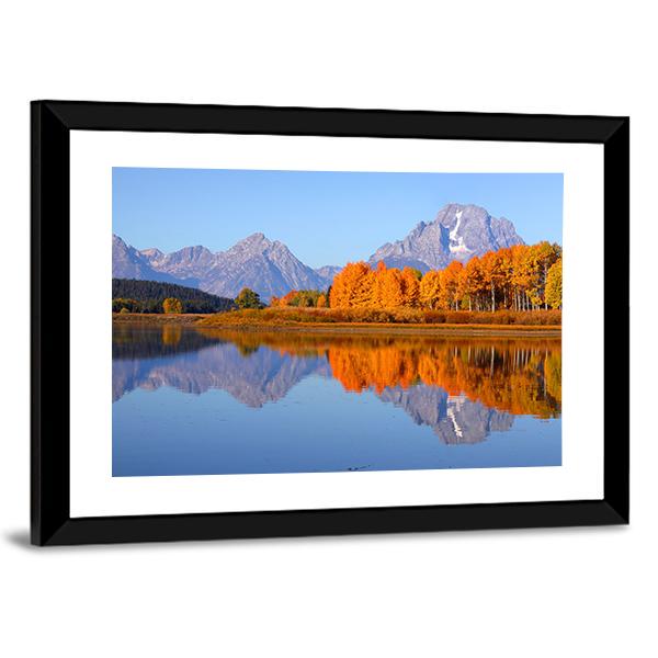 Oxbow Bend In Autumn Canvas Wall Art-3 Horizontal-Gallery Wrap-25" x 16"-Tiaracle