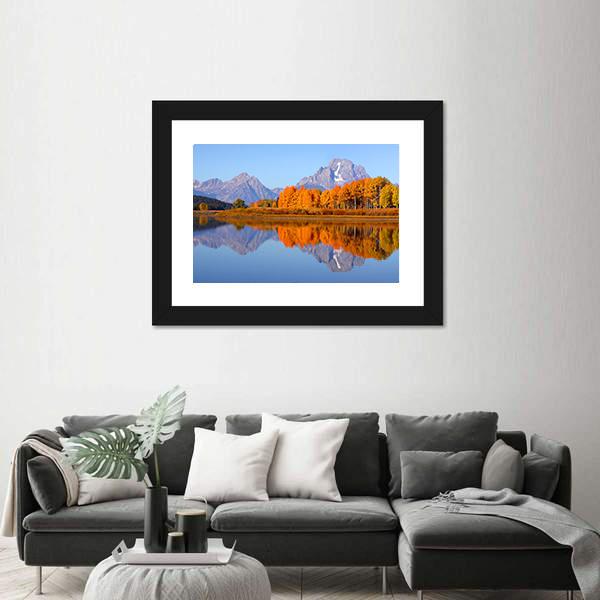 Oxbow Bend In Autumn Canvas Wall Art-3 Horizontal-Gallery Wrap-25" x 16"-Tiaracle
