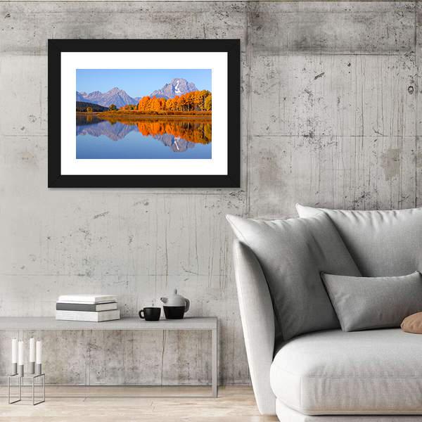 Oxbow Bend In Autumn Canvas Wall Art-3 Horizontal-Gallery Wrap-25" x 16"-Tiaracle