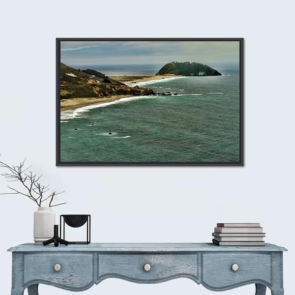 Pacific Ocean Big Sur California Canvas Wall Art-1 Piece-Floating Frame-24" x 16"-Tiaracle