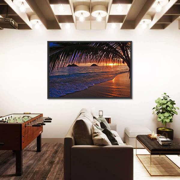 Pacific Sunrise At Lanikai Beach In Hawaii Canvas Wall Art-5 Horizontal-Gallery Wrap-22" x 12"-Tiaracle