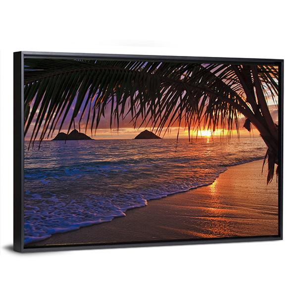Pacific Sunrise At Lanikai Beach In Hawaii Canvas Wall Art-5 Horizontal-Gallery Wrap-22" x 12"-Tiaracle