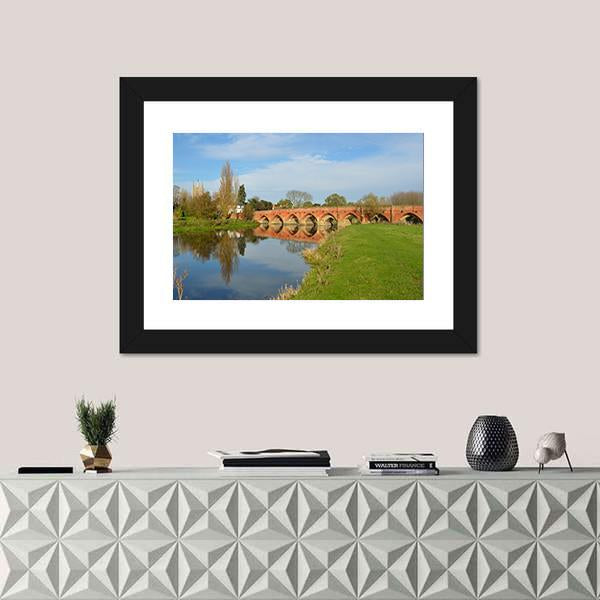 Packhorse Bridge At Great Barford Canvas Wall Art-1 Piece-Framed Print-20" x 16"-Tiaracle