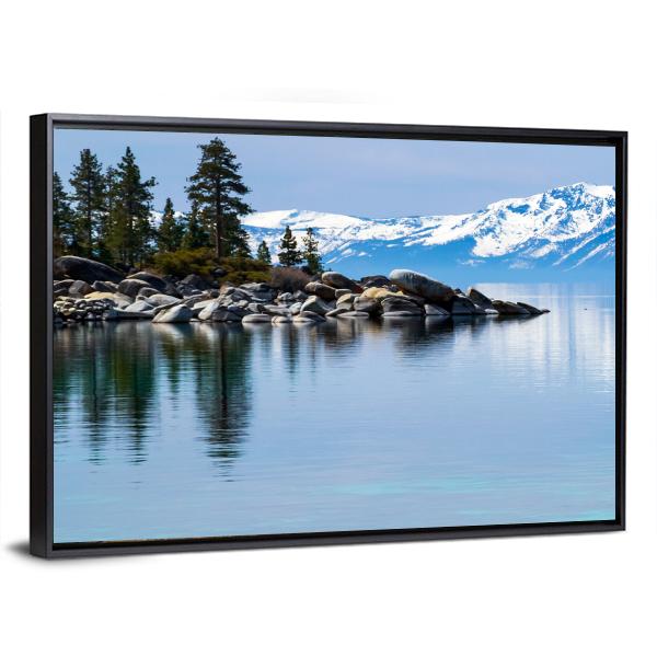 Paddle Boarding In Lake Canvas Wall Art-1 Piece-Floating Frame-24" x 16"-Tiaracle