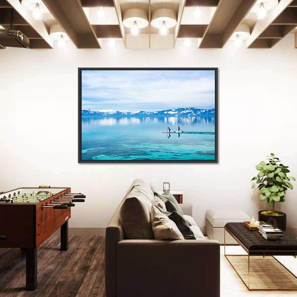 Paddle boarding In Lake Canvas Wall Art-3 Horizontal-Gallery Wrap-25" x 16"-Tiaracle