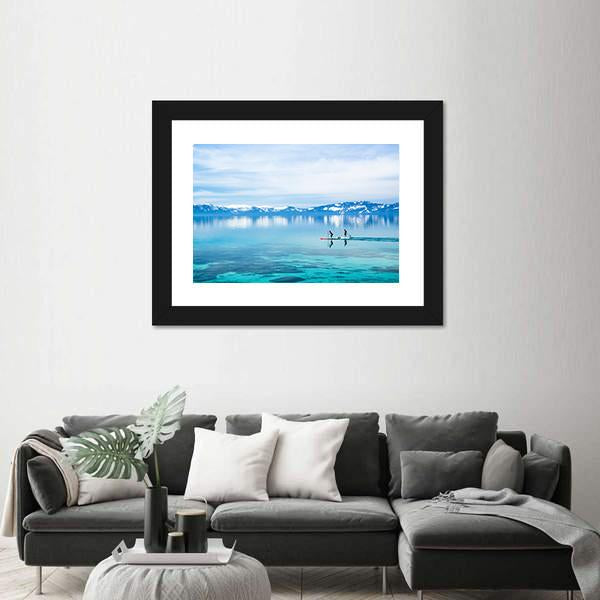 Paddle boarding In Lake Canvas Wall Art-3 Horizontal-Gallery Wrap-25" x 16"-Tiaracle