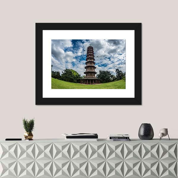 Pagoda In Kew Gardens Canvas Wall Art-1 Piece-Framed Print-42" x 14"-Tiaracle