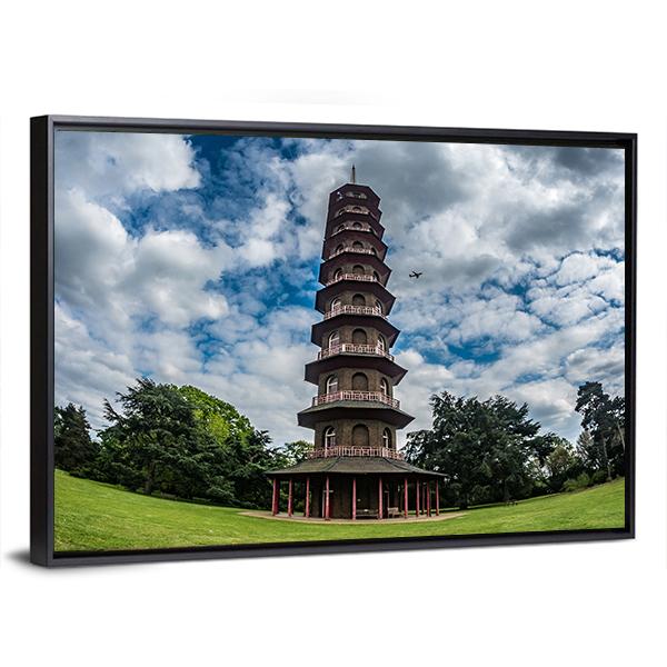 Pagoda In Kew Gardens Canvas Wall Art-3 Horizontal-Gallery Wrap-25" x 16"-Tiaracle
