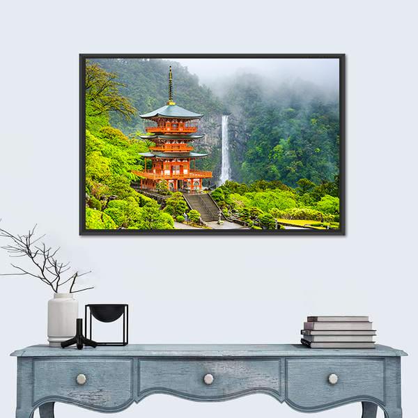 Pagoda Of Seigantoji Canvas Wall Art-1 Piece-Floating Frame-24" x 16"-Tiaracle