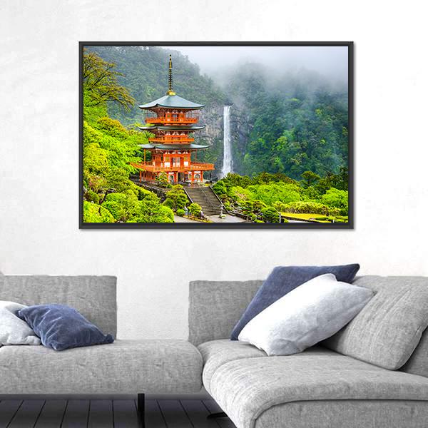 Pagoda Of Seigantoji Canvas Wall Art-3 Horizontal-Gallery Wrap-25" x 16"-Tiaracle